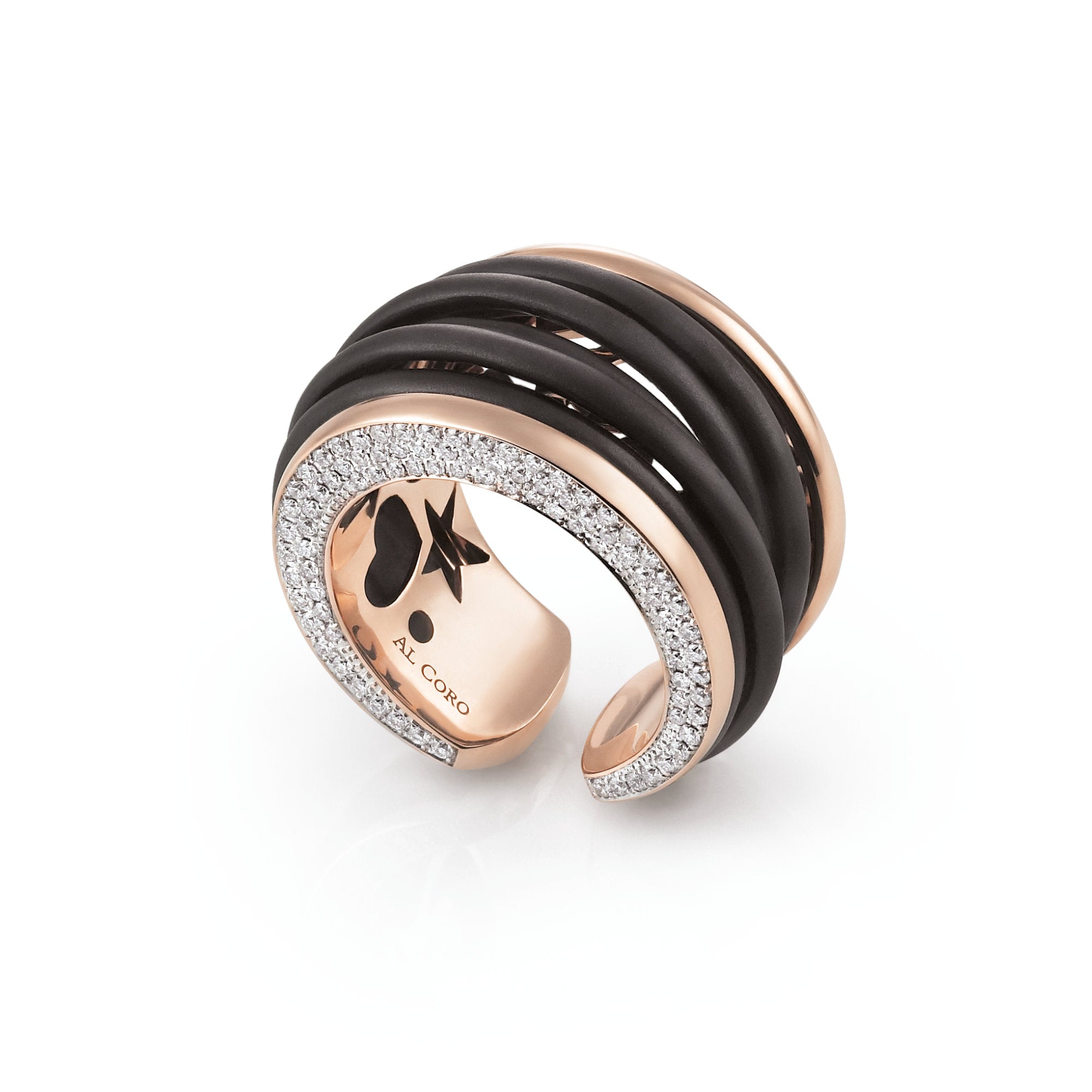 Al Coro Mezzaluna Ring (R7214R) aus Roségold, Edelstahl mit Diamant