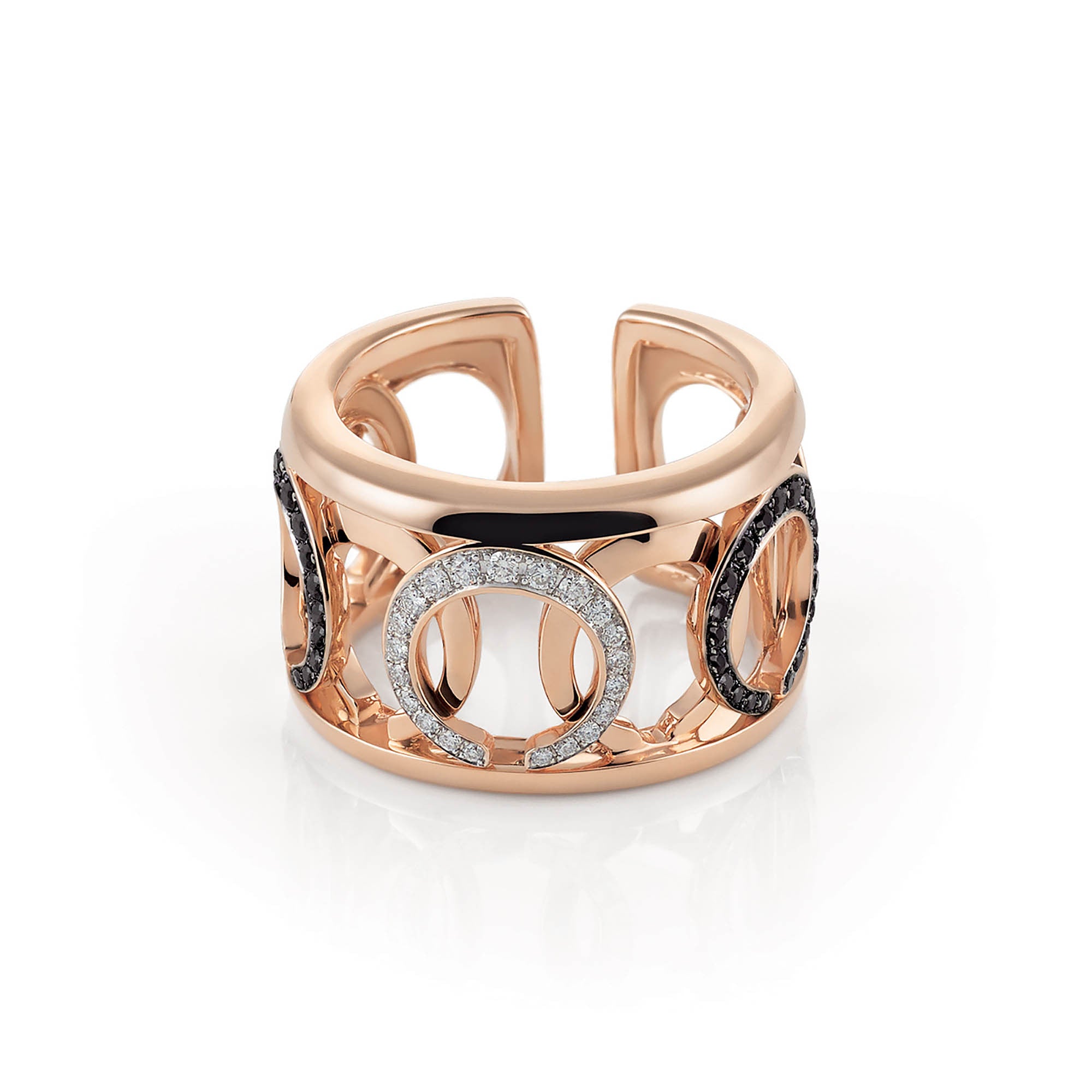 Al Coro Mezzaluna Ring (R7625BSR) aus Bicolor-Gold mit Diamant und Saphir