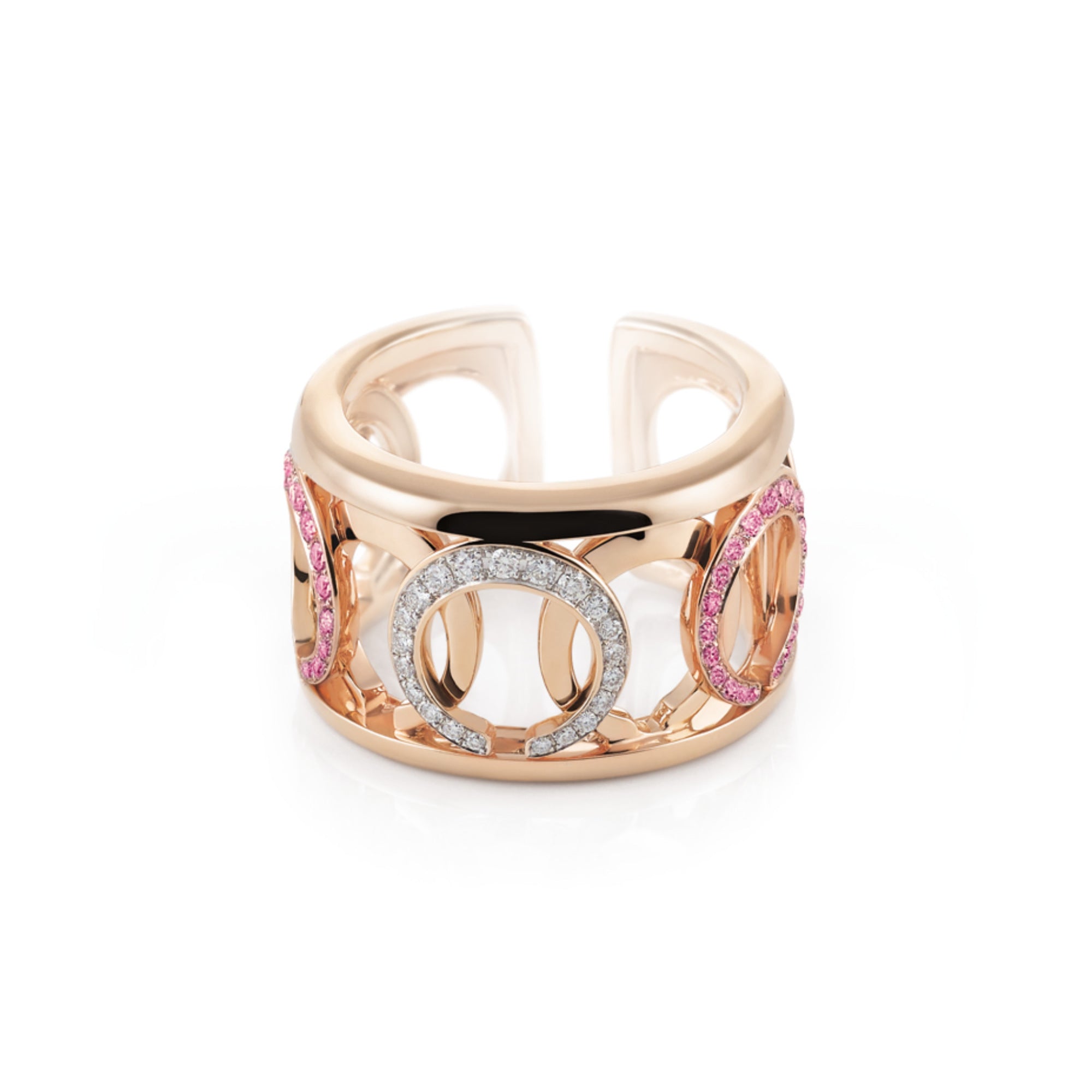Al Coro Mezzaluna Ring (R7625PSR) aus Bicolor-Gold mit Diamant und Saphir
