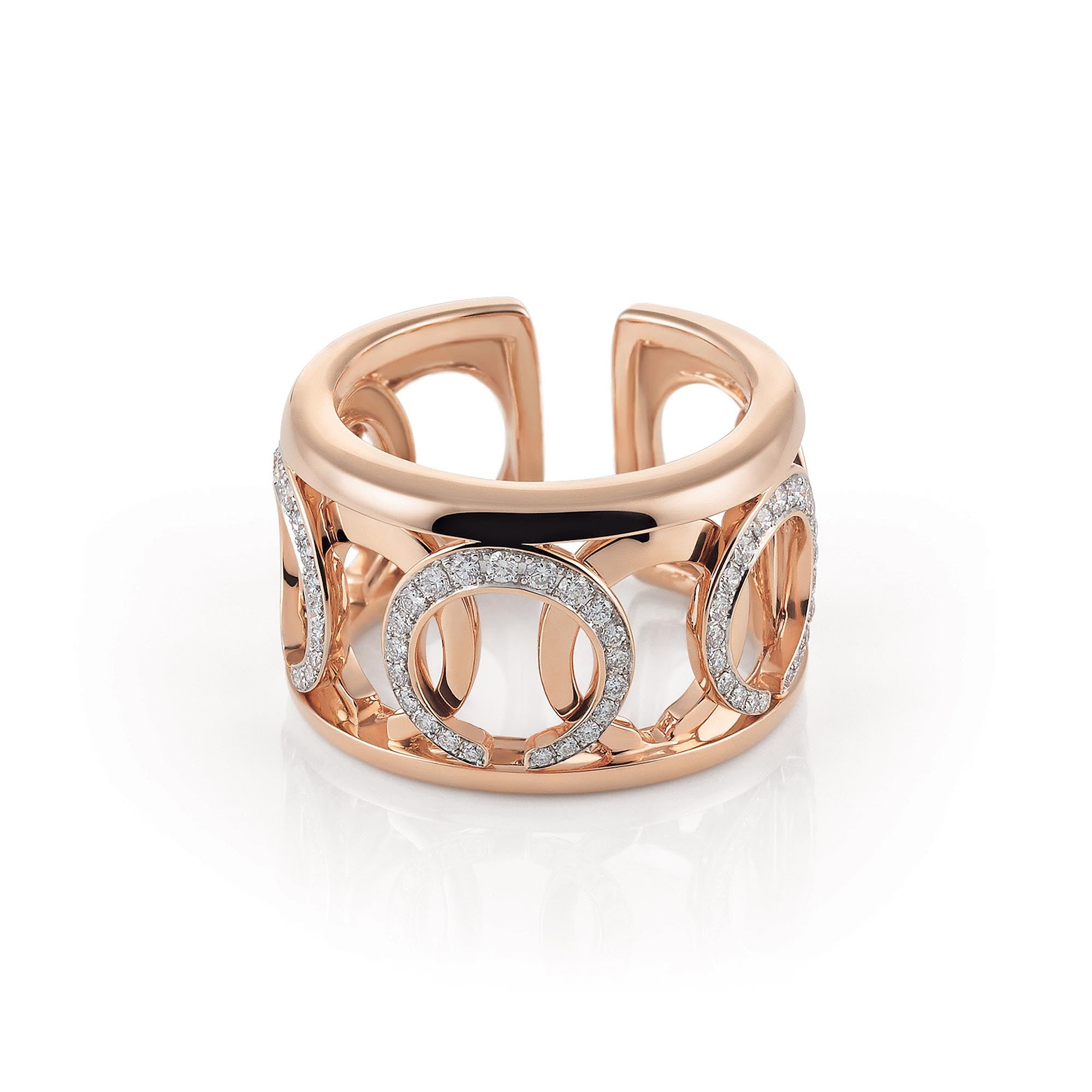 Al Coro Mezzaluna Ring (R7625WR) aus Bicolor-Gold mit Diamant