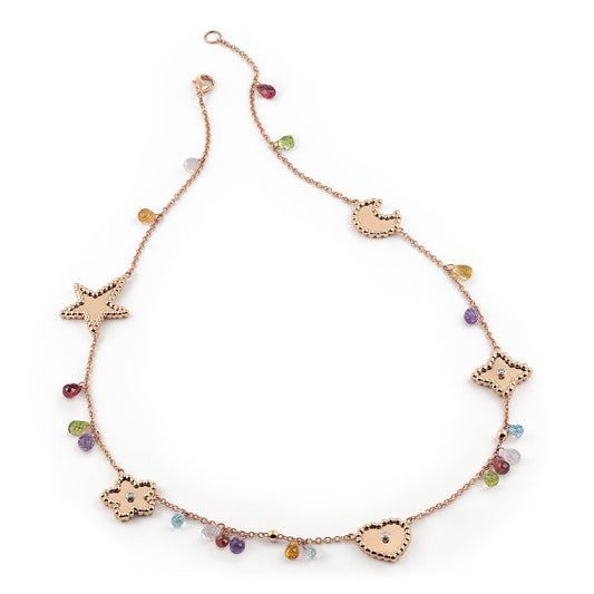 Al Coro Palladio Collier (NC255R) aus Roségold mit Amethyst, Diamant, Citrin, Peridot und Topas