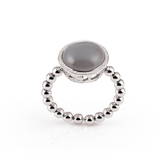 Al Coro Palladio Ring (NR4033GMW) aus Weißgold mit Diamant und Mondstein