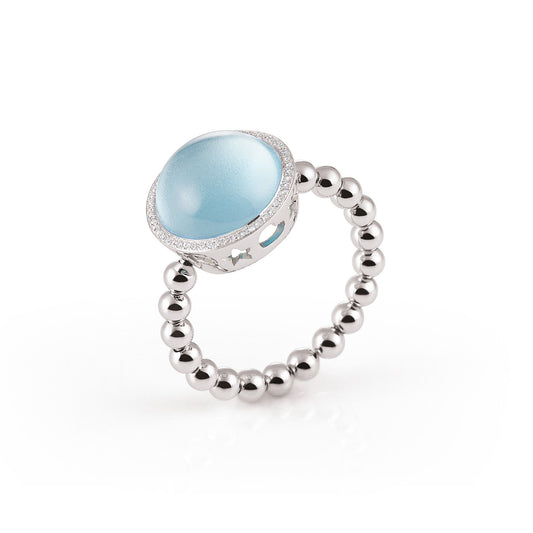 Al Coro Palladio Ring (NR4033TW) aus Weißgold mit Diamant und Topas