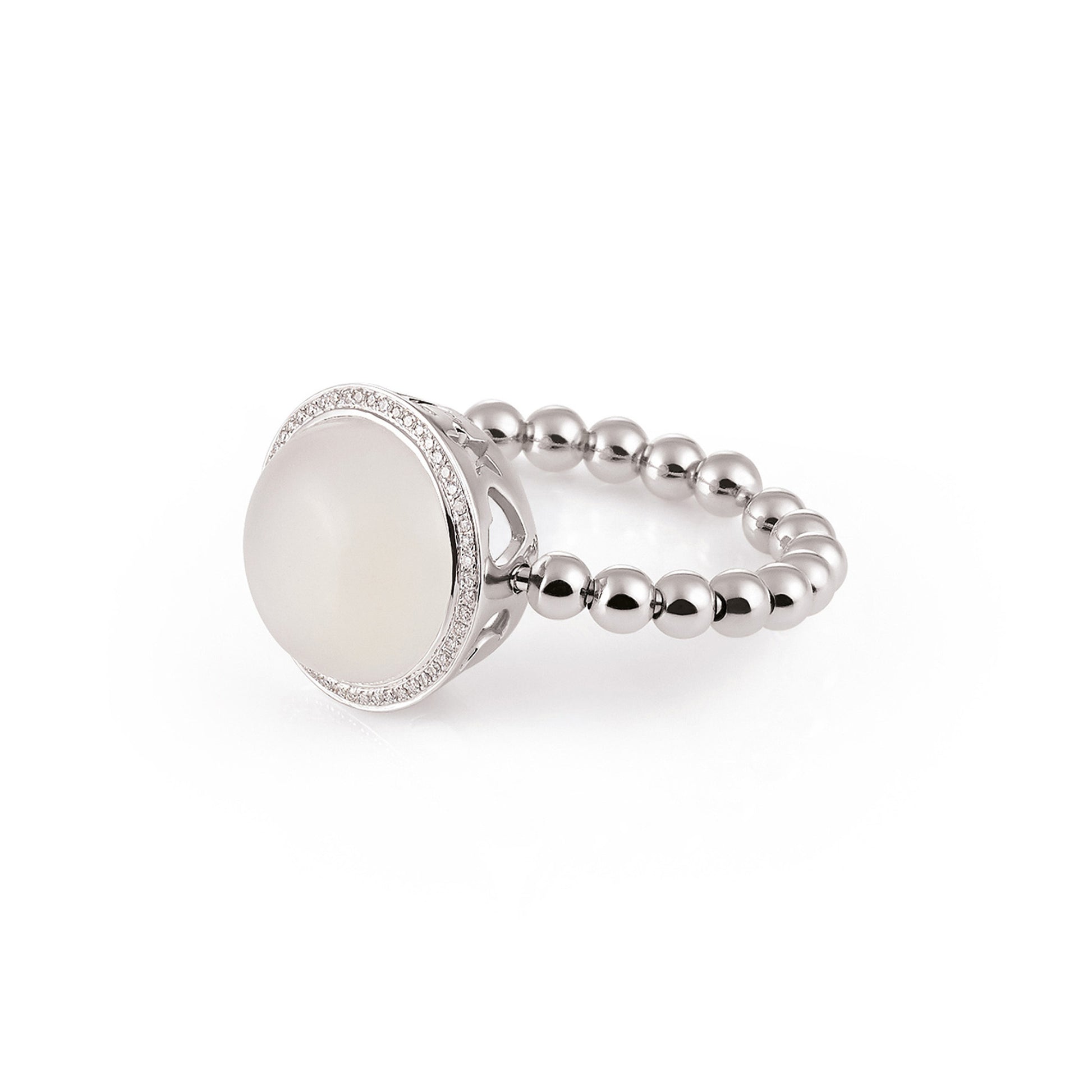 Al Coro Palladio Ring (NR4033WMW) aus Weißgold mit Diamant und Mondstein