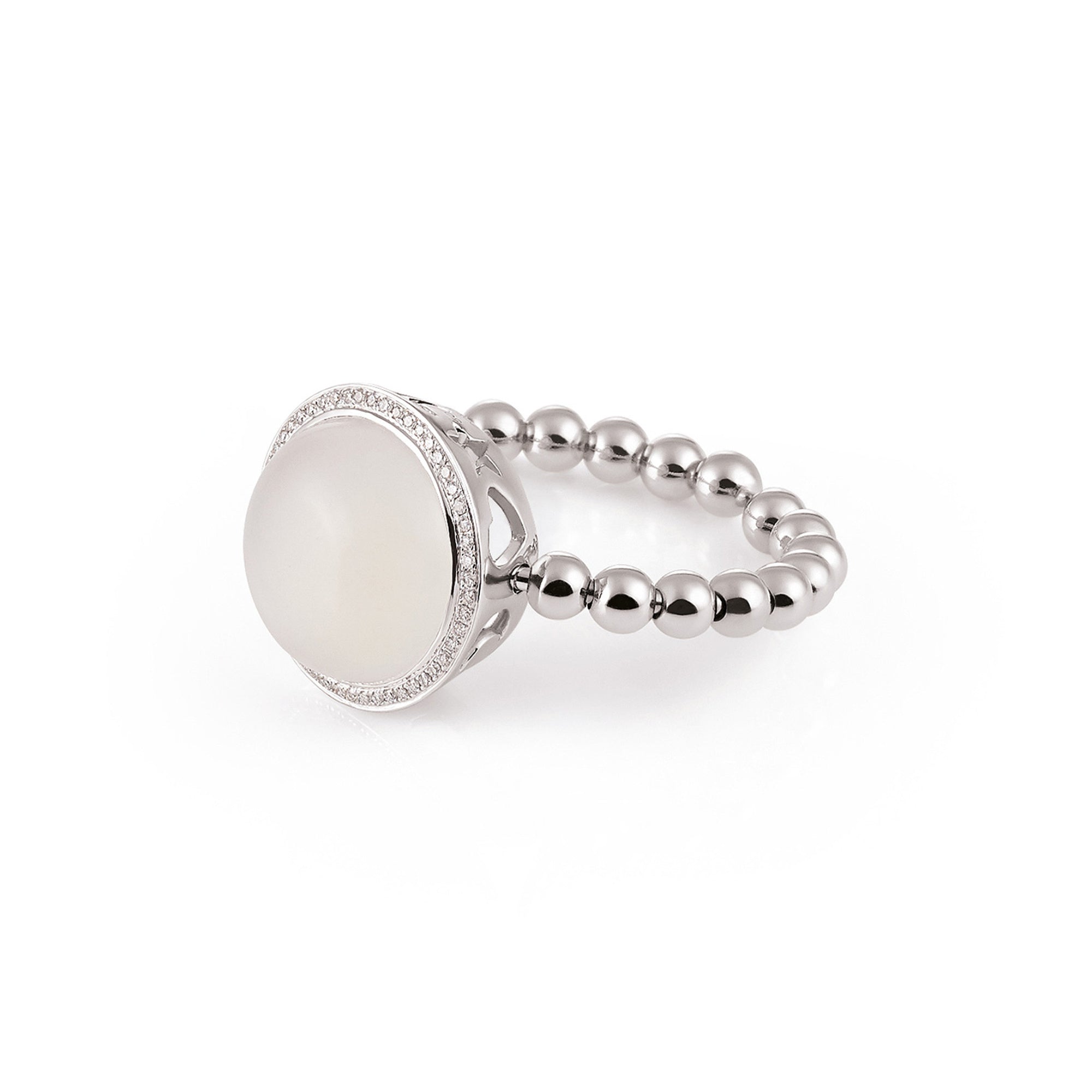 Al Coro Palladio Ring (NR4033WMW) aus Weißgold mit Diamant und Mondstein