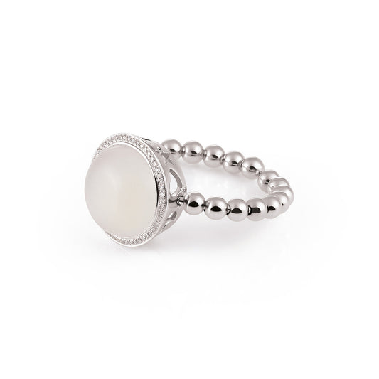 Al Coro Palladio Ring (NR4033WMW) aus Weißgold mit Diamant und Mondstein