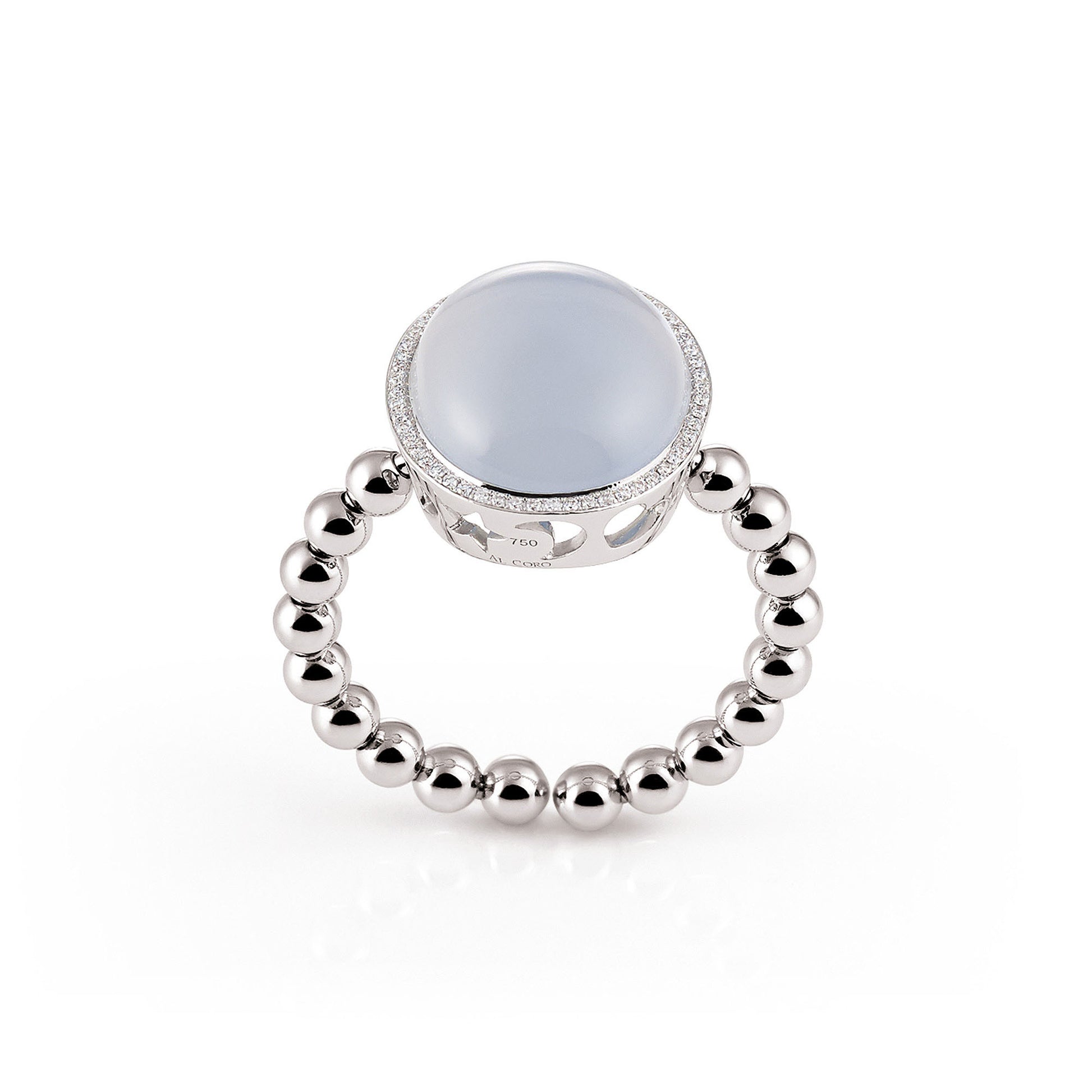 Al Coro Palladio Ring (NR4034CHW) aus Weißgold mit Diamant und Chalcedon
