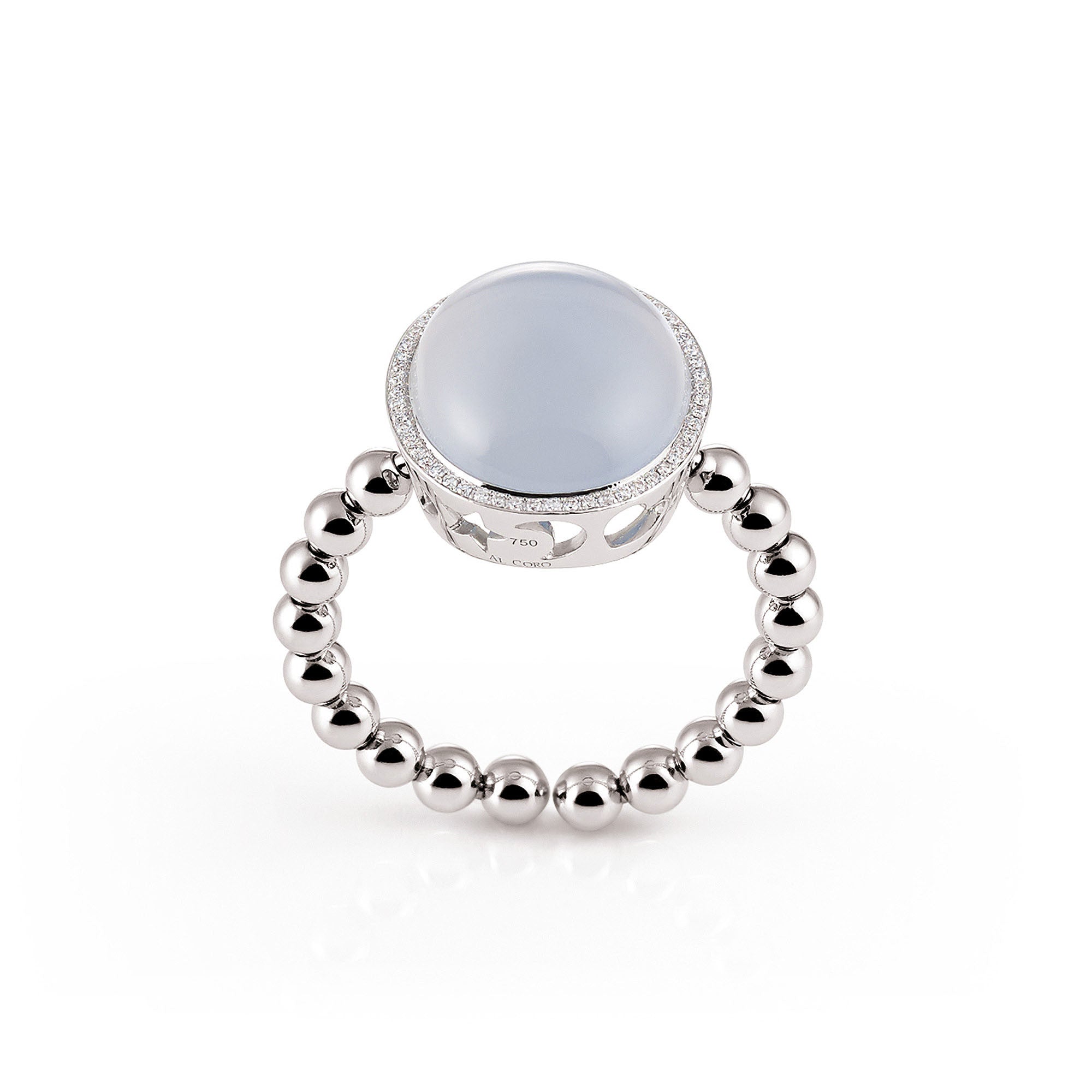 Al Coro Palladio Ring (NR4034CHW) aus Weißgold mit Diamant und Chalcedon