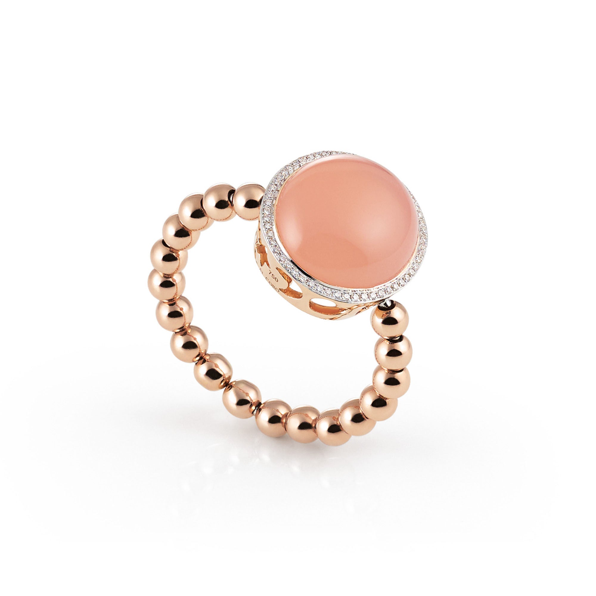 Al Coro Palladio Ring (NR4034PCR) aus Roségold mit Diamant und Chalcedon