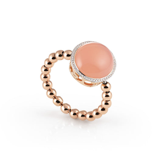 Al Coro Palladio Ring (NR4034PCR) aus Roségold mit Diamant und Chalcedon