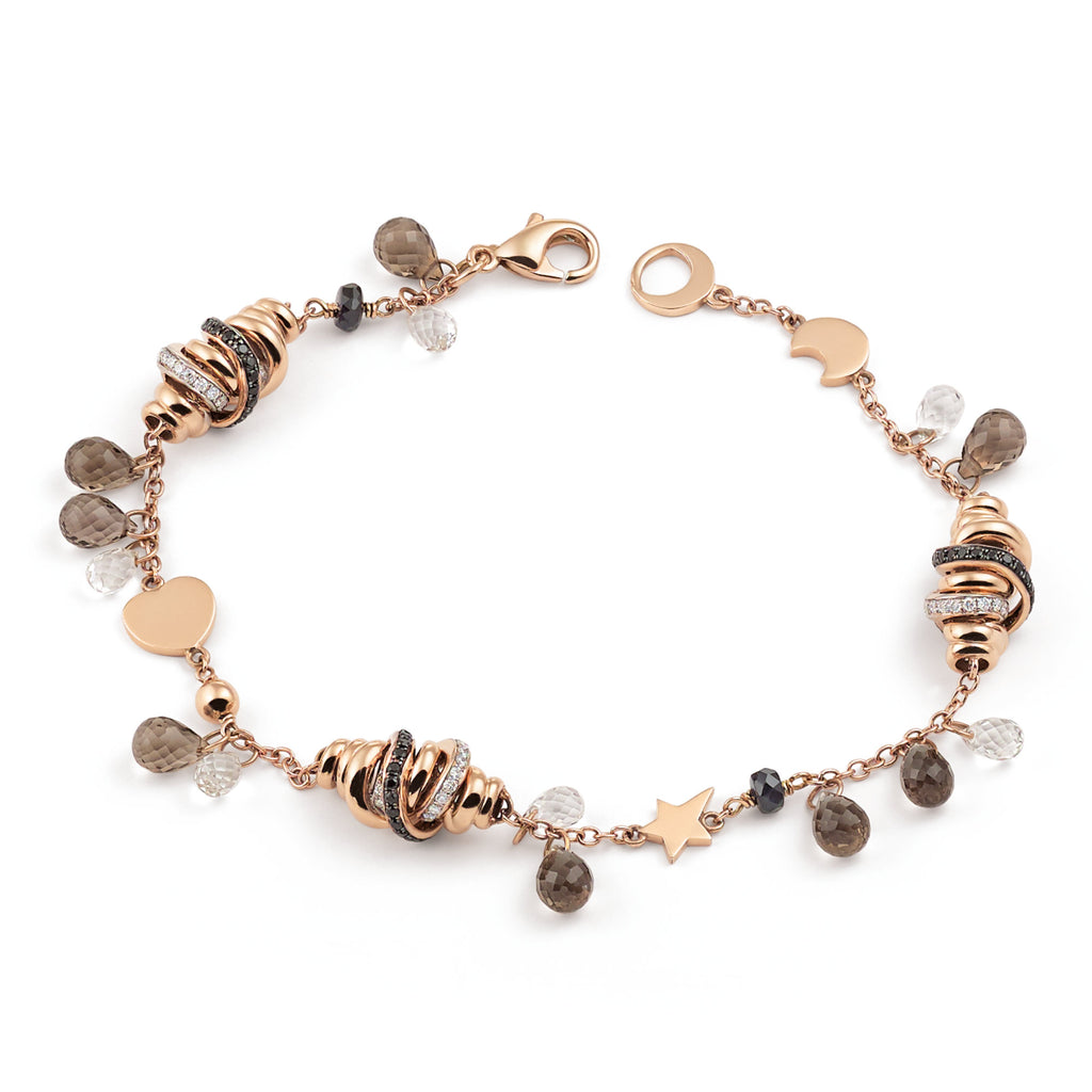 Al Coro Serenata Armband (B520BSWR) aus Roségold mit Diamant, Quarz, Rauchquarz und Saphir