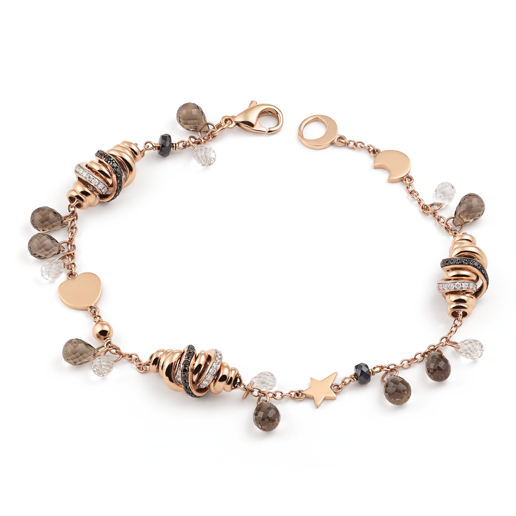 Al Coro Serenata Armband (B520BSWR) aus Roségold mit Diamant, Quarz, Rauchquarz und Saphir