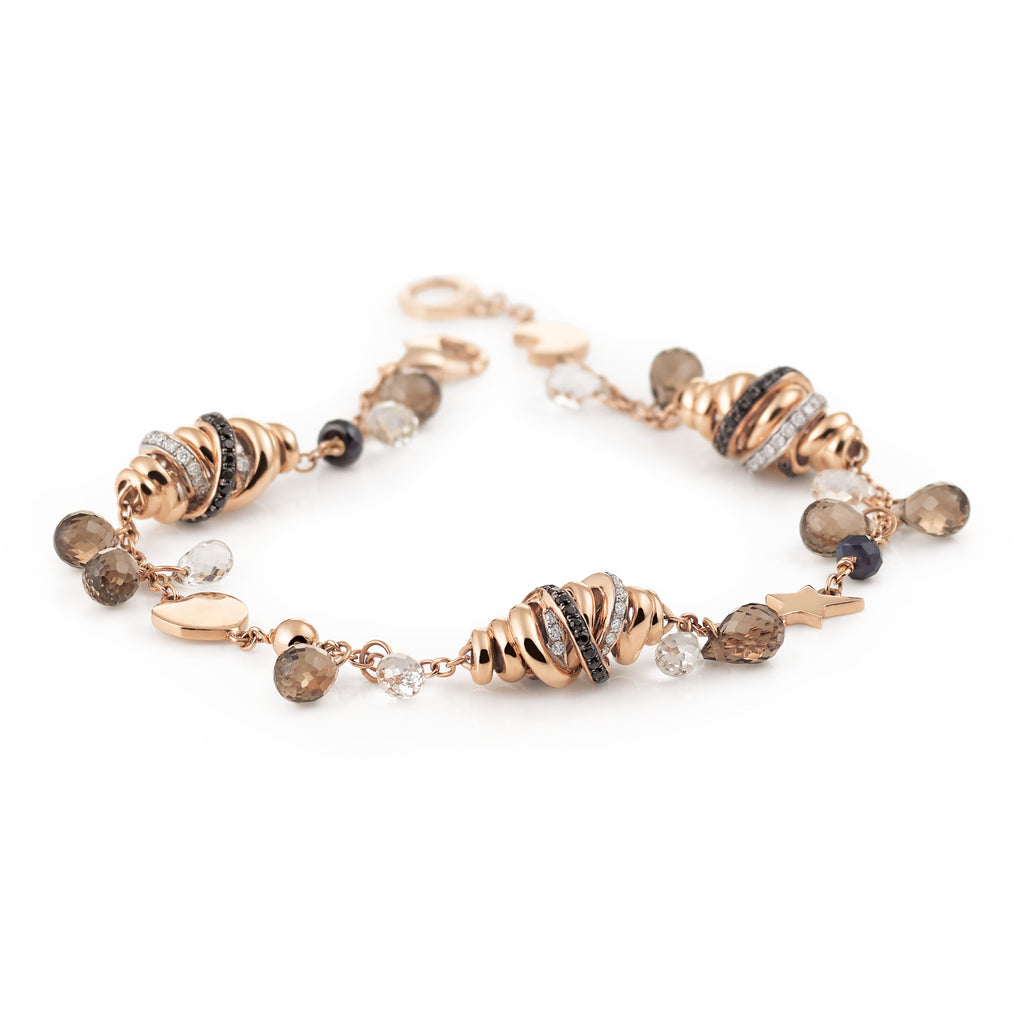 Al Coro Serenata Armband (B520BSWR) aus Roségold mit Diamant, Quarz, Rauchquarz und Saphir