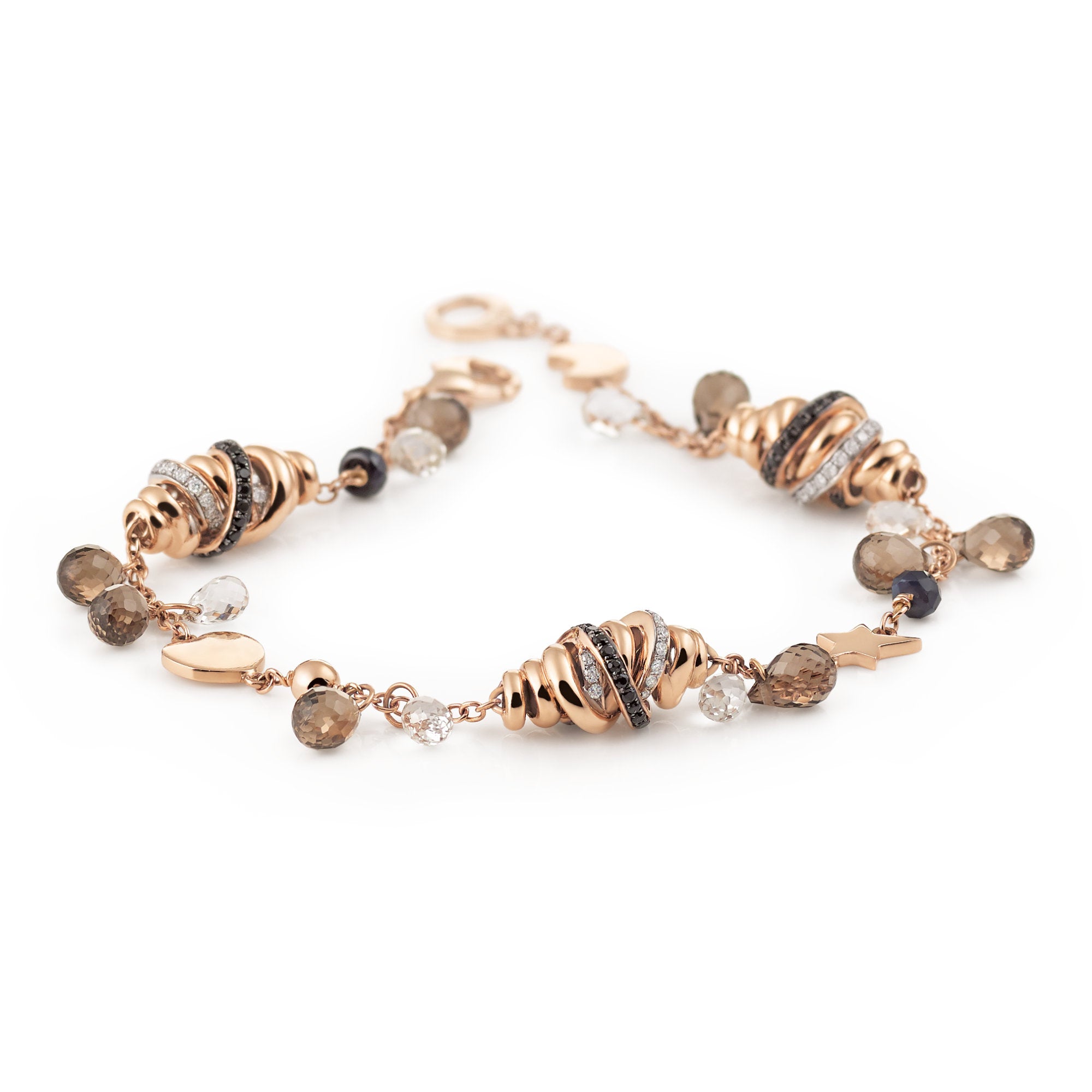 Al Coro Serenata Armband (B520BSWR) aus Roségold mit Diamant, Quarz, Rauchquarz und Saphir