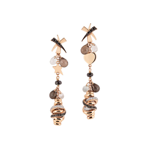 Al Coro Serenata Ohrhänger (E343BSWR) aus Roségold mit Diamant, Quarz, Rauchquarz und Saphir