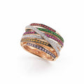 Al Coro Serenata Ring (NR376MCR) aus Bicolor-Gold mit Diamant, Saphir und Tsavorit