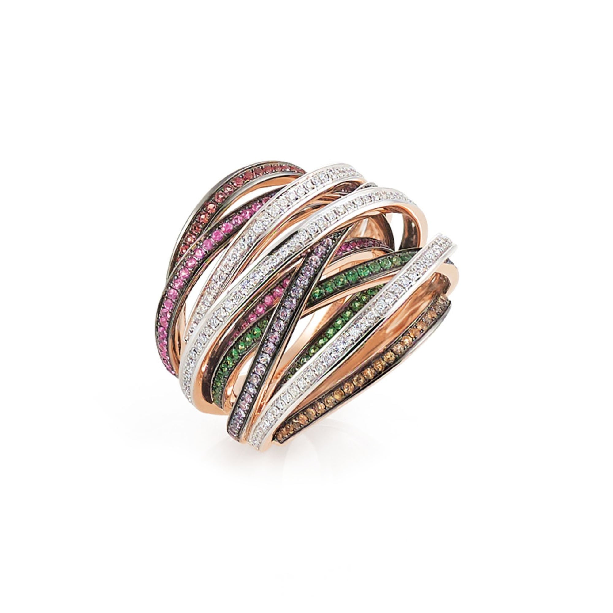 Al Coro Serenata Ring (NR819R) mit Diamant, Saphir und Tsavorit
