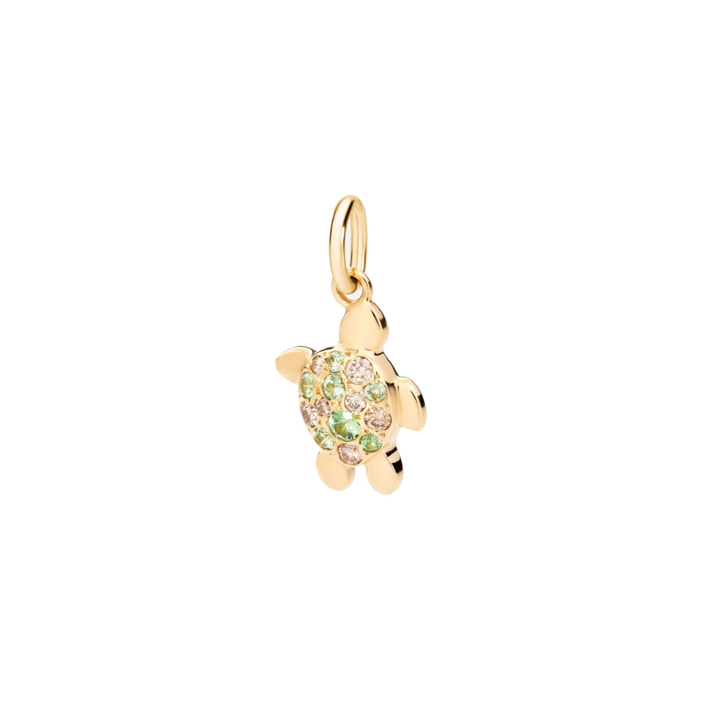 Anhänger Schildkröte „Precious“, Gelbgold • Diamant • Tsavorit von DoDo (DMC0028-TURTL-BTZOG)