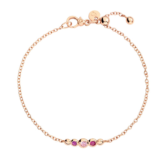 Armband Bollicine Roségold bunte Steine, Roségold • Amethyst • Rubin • Saphir von DoDo (DBC4004-BOLLI-ZRI9R)