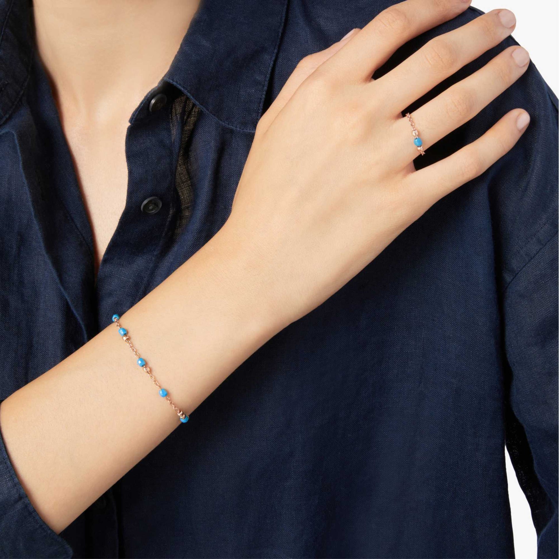 Armband Granelli, Roségold • Türkis von DoDo (DBC3005-GRANX-CTU9R)