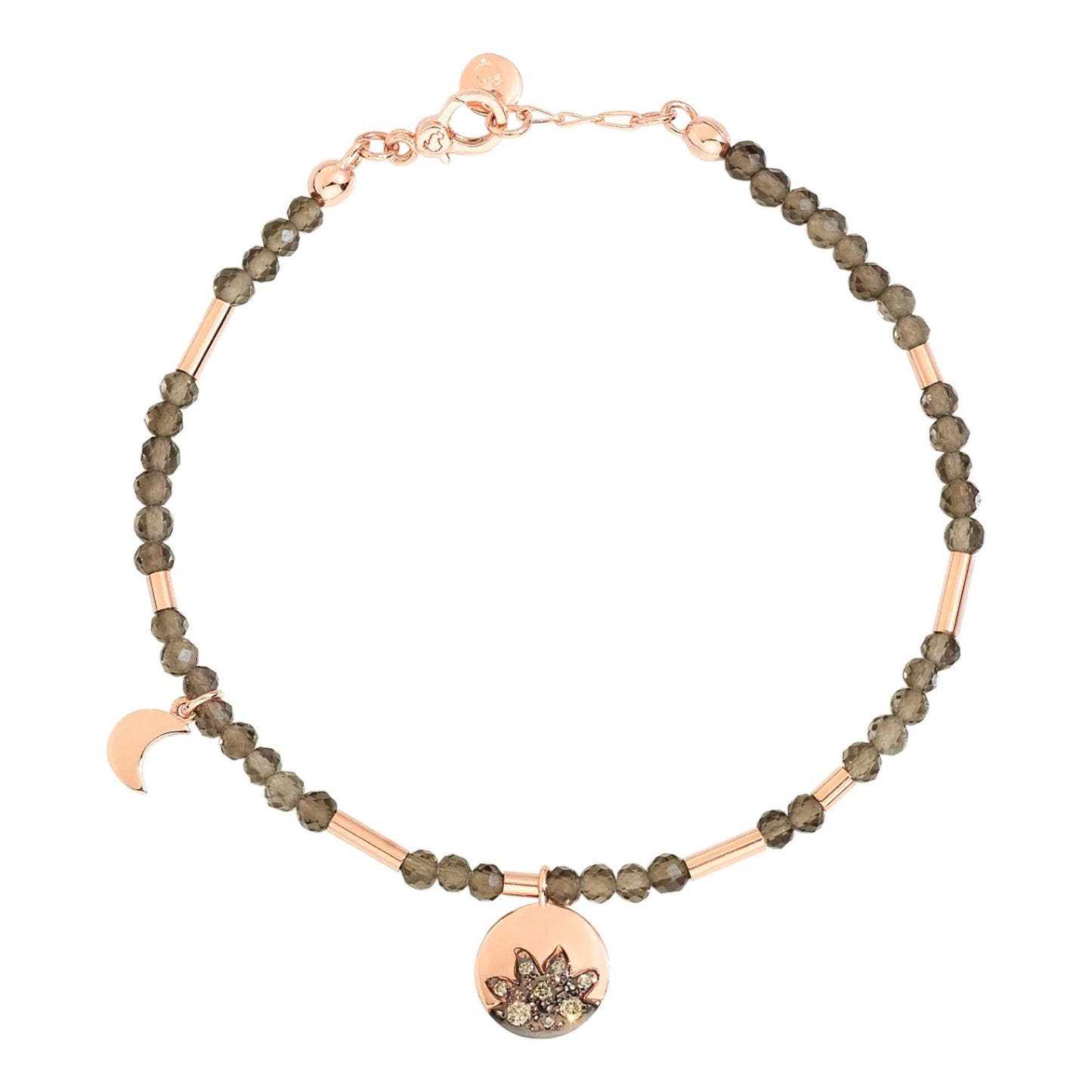 Armband Moon & Sun, Roségold • Diamant • Rauchquarz von DoDo (DBC2007-MOSUN-QF09R)