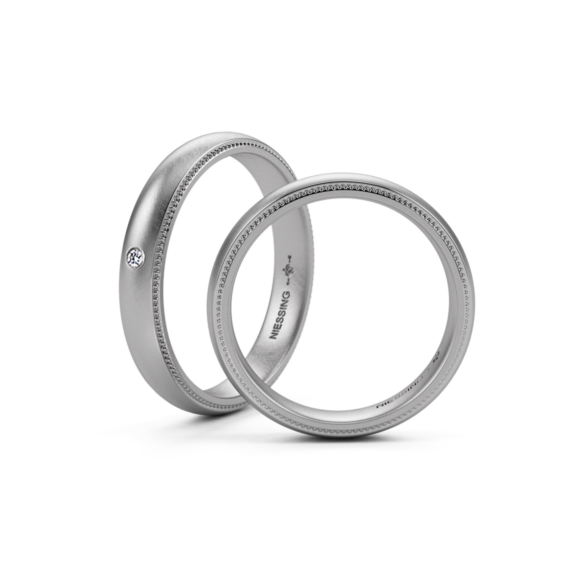 Art Déco konvex Trauringe von Niessing (N351567-4mm-0.03ct-nature-pt)