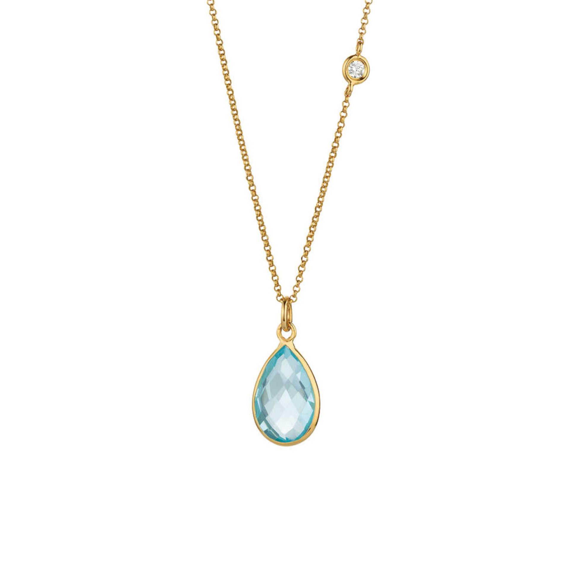 BIG BANG Collier mit Einhänger, Gelbgold • Blautopas • Diamant von Gellner (2-81667-03)