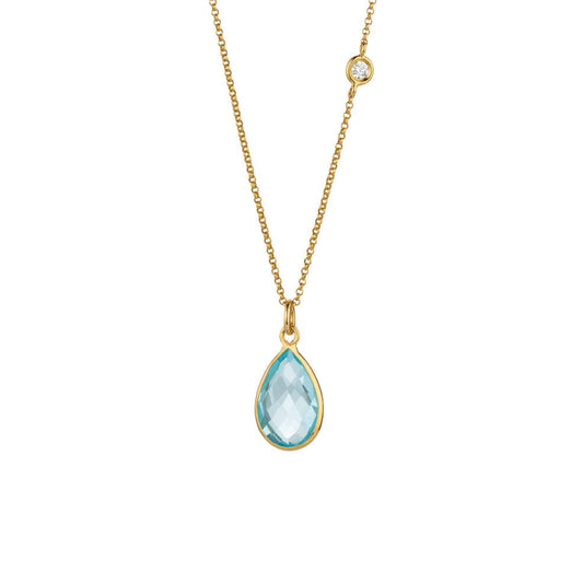 BIG BANG Collier mit Einhänger, Gelbgold • Blautopas • Diamant von Gellner (2-81667-03)
