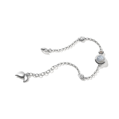 BOUTON Armband Mini Chain 'Camel' small/medium, Weißgold • Diamant • Mondstein von Tamara Comolli (B-BOU-c-Cas-sm-wg)