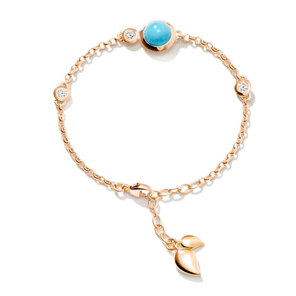 BOUTON Armband Mini Chain 'Turquoise' small/medium, Roségold • Diamant • Türkis von Tamara Comolli (B-BOU-c-Tur-sm-rg)