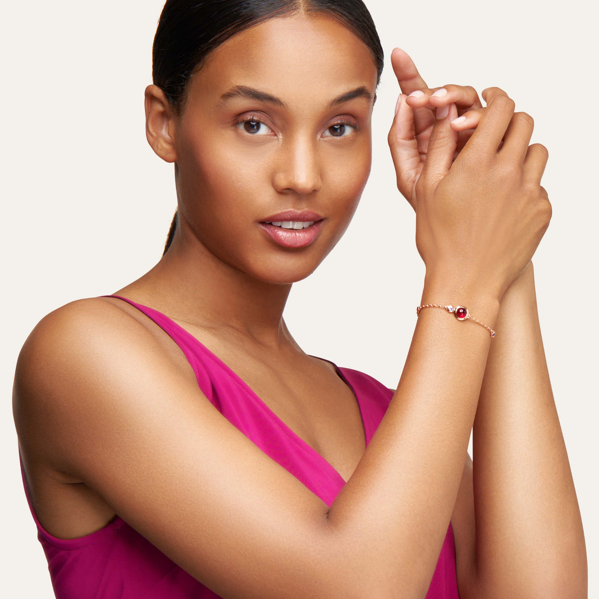BOUTON Armband Mini Chain 'Wildberry' small/medium, Roségold • Edelsteine von Tamara Comolli (B-BOU-c-WB-sm-rg)