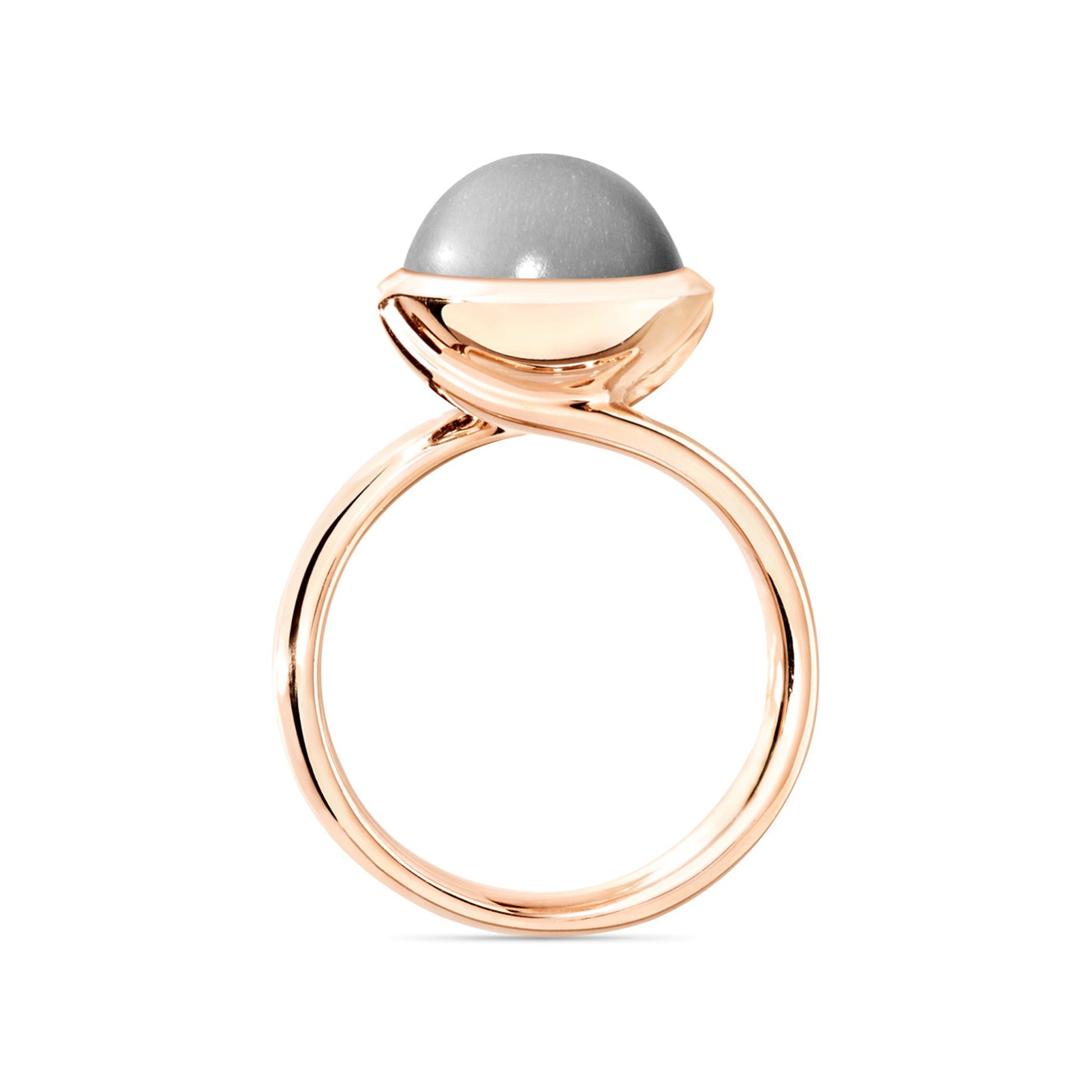BOUTON Ring large grauer Mondstein, Roségold • Mondstein von Tamara Comolli (R-BOU-l-MoGr-rg)