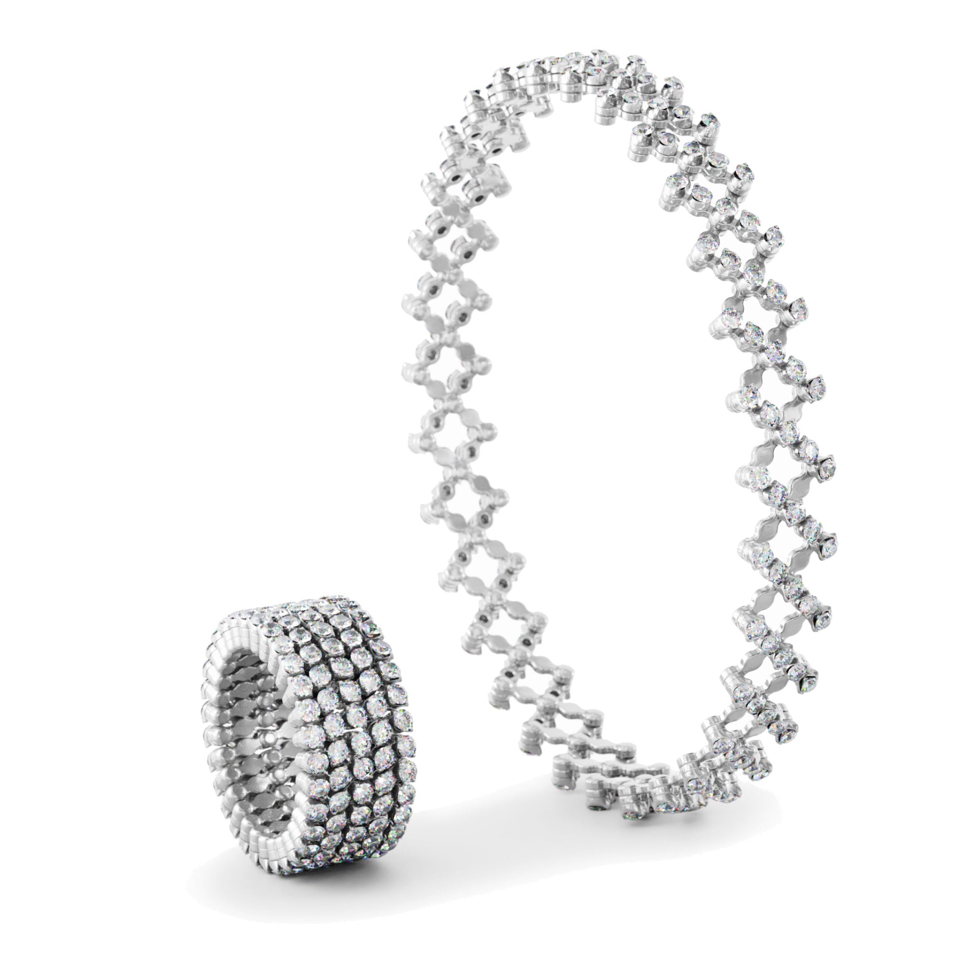 Brevetto Multi-Size Ring und Armband, Weißgold • Diamant von Serafino Consoli (S.RB 5F2 WG WD)