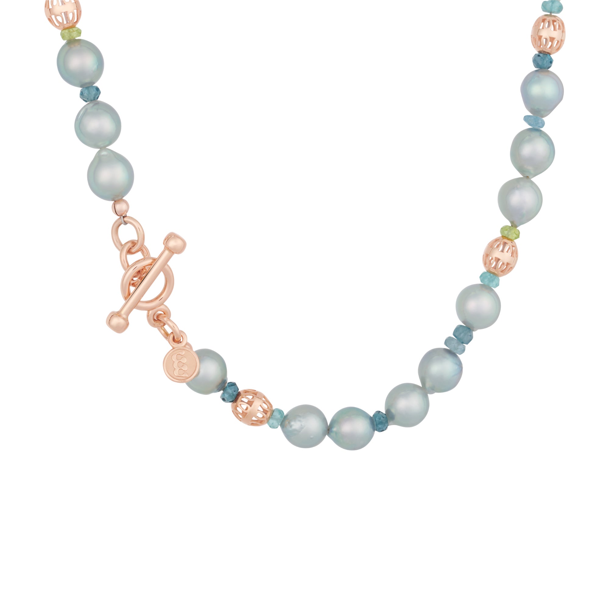 Bron Akoya Perlenkette (8CR4452AKB7MIX1) aus Roségold mit Peridot und Topas