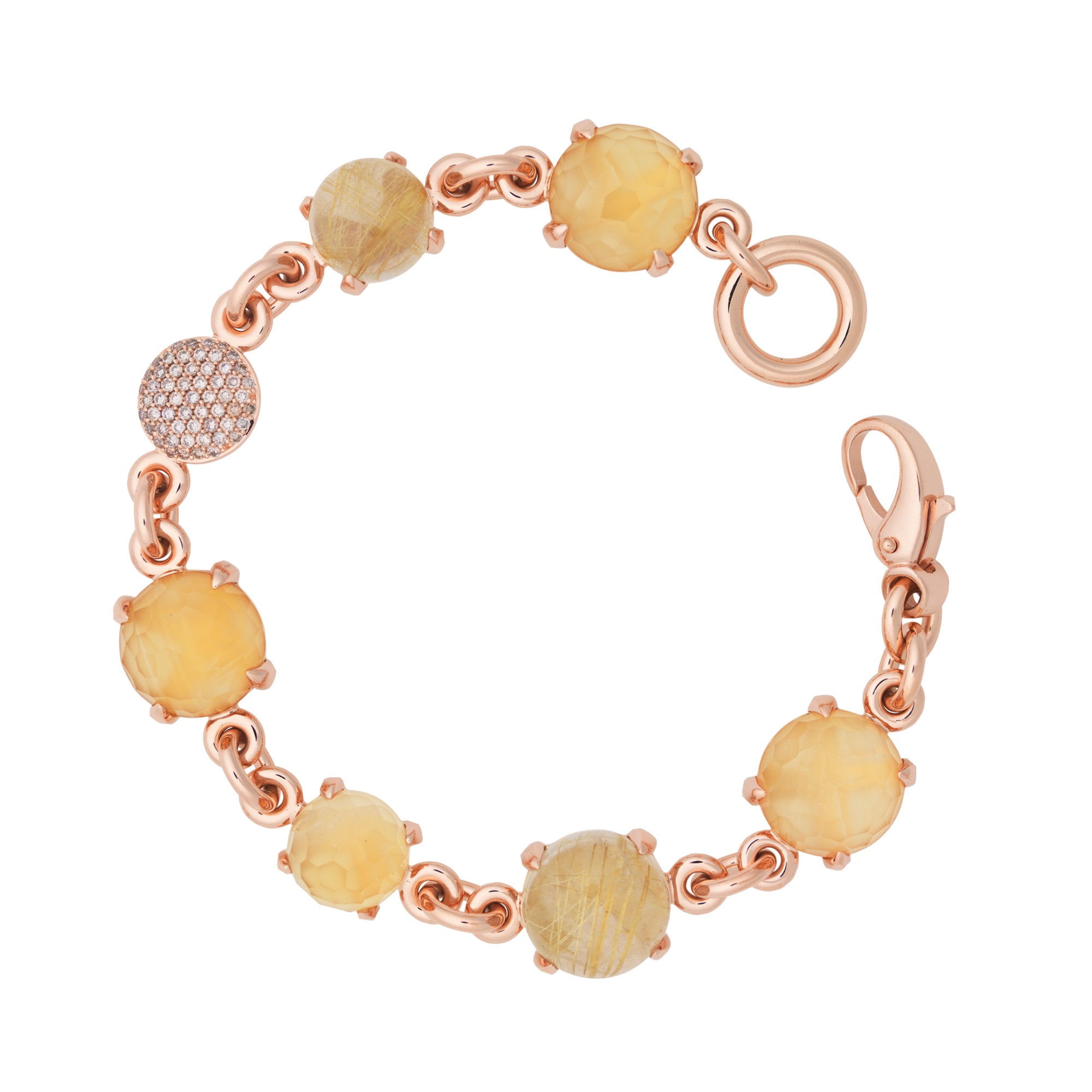 Bron Catch Armband (8AR3965CIRQRCCBR) aus Roségold mit Diamant, Citrin und Rutilquarz