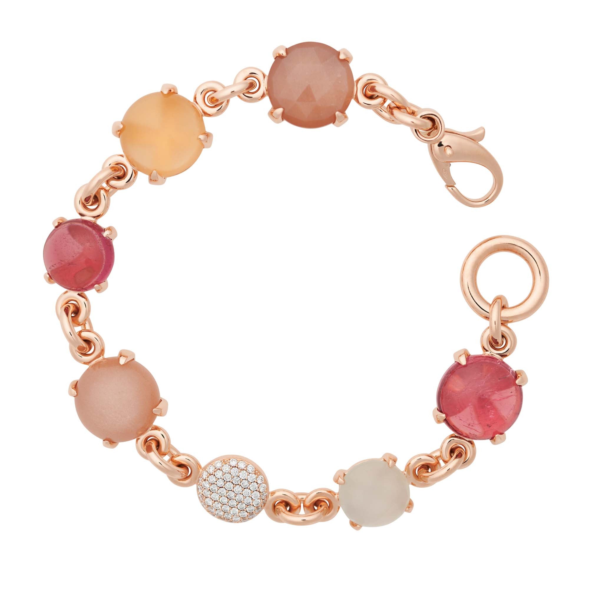 Bron Catch Armband (8AR3965MIX18BR) aus Roségold mit Diamant, Mondstein und Turmalin