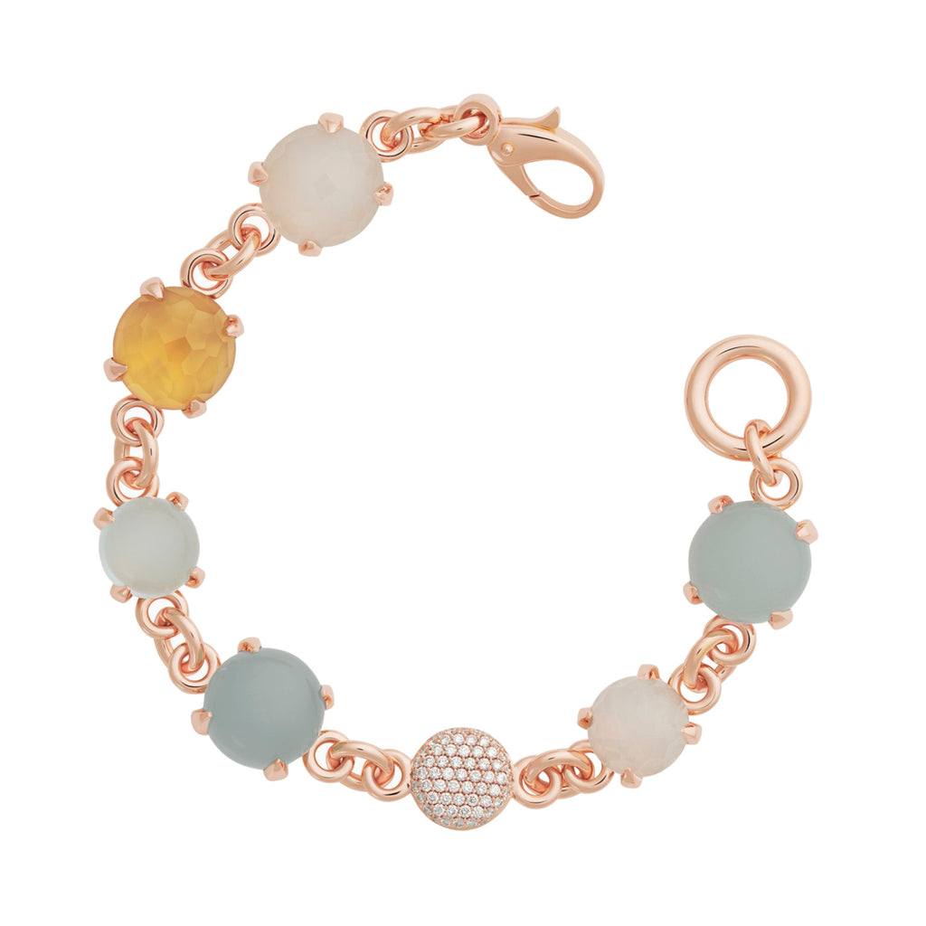 Bron Catch Armband (8AR3965MIX19BR) aus Roségold mit Aquamarin, Diamant, Citrin und Mondstein