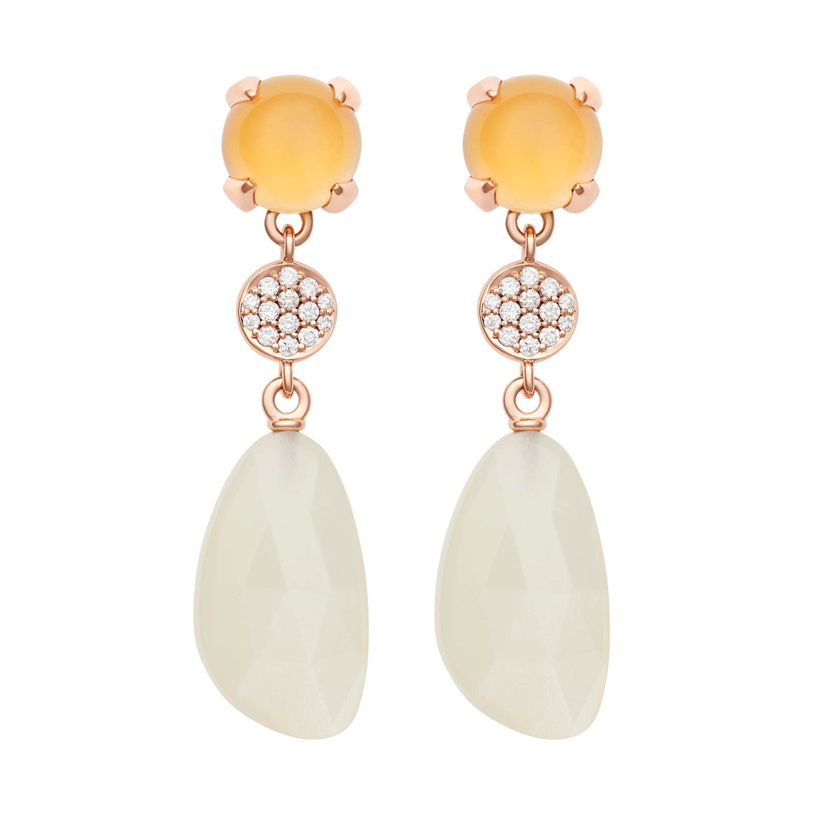 Bron Catch Ohrhänger (8OR4858CICBRMWB) aus Roségold mit Diamant, Citrin und Mondstein