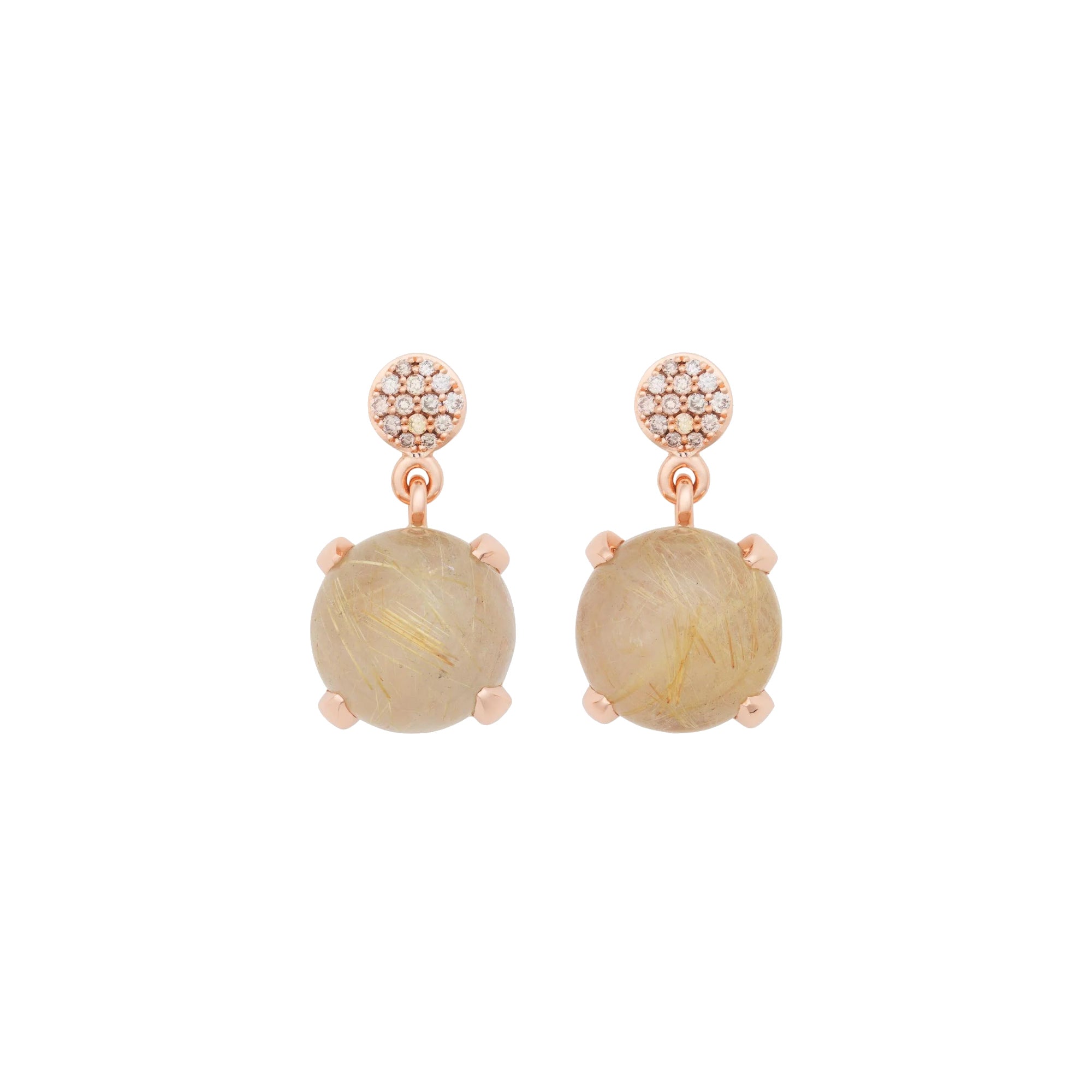 Bron Catch Ohrschmuck (8OR4813CBRQRC) aus Roségold mit Diamant und Rutilquarz