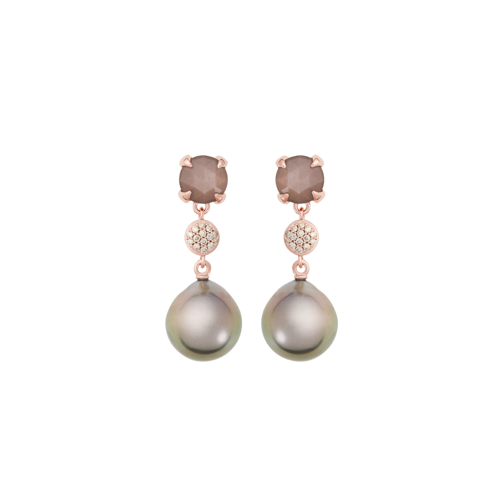 Bron Catch Ohrschmuck (8OR4858MGBCBRTHD12) aus Roségold mit Diamant und Mondstein