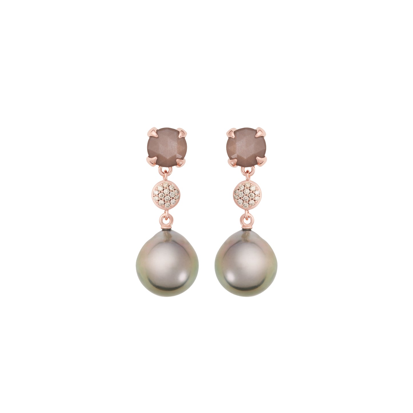 Catch Ohrschmuck, Roségold • Diamant • Mondstein von Bron (8OR4858MGBCBRTHD12)