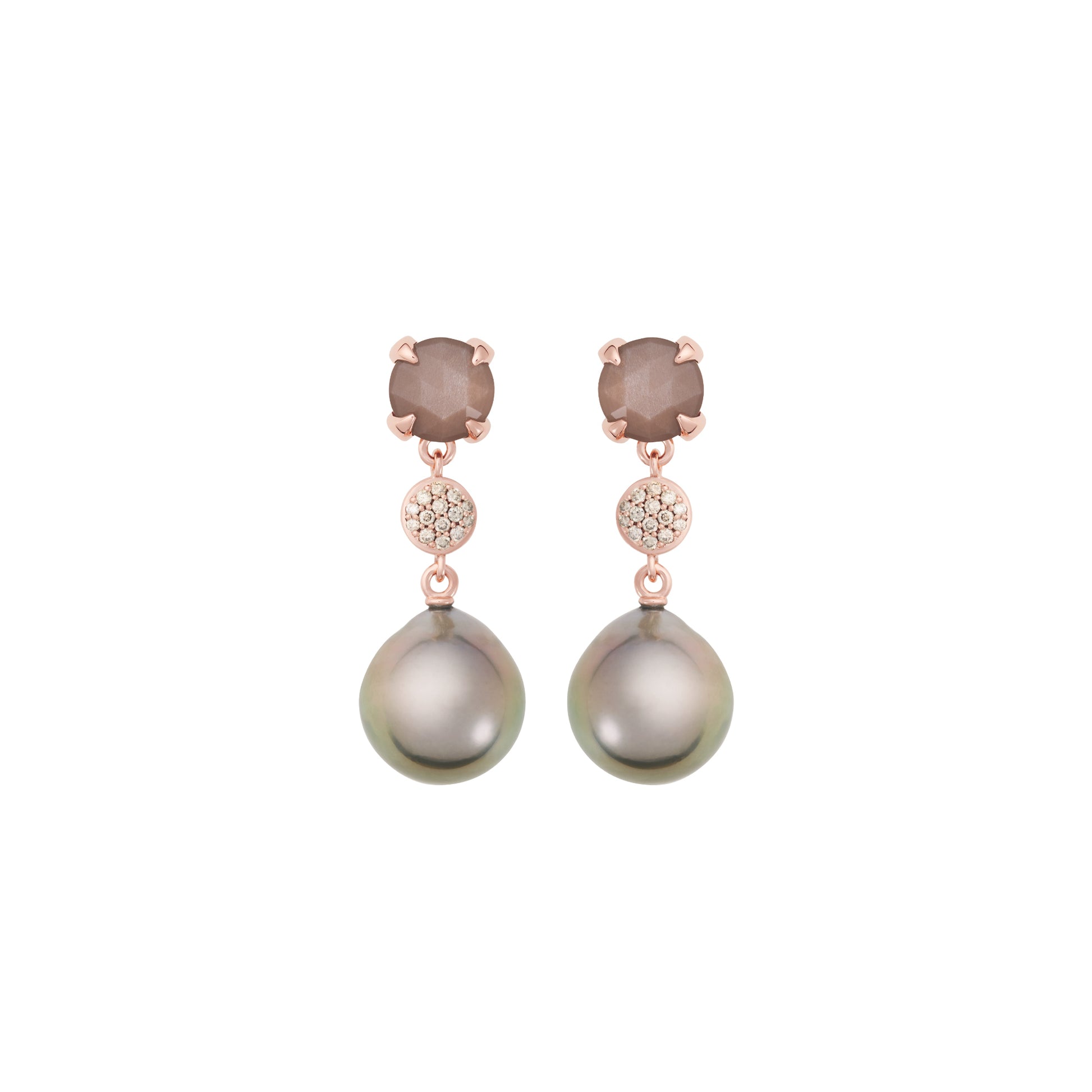 Catch Ohrschmuck, Roségold • Diamant • Mondstein von Bron (8OR4858MGBCBRTHD12)