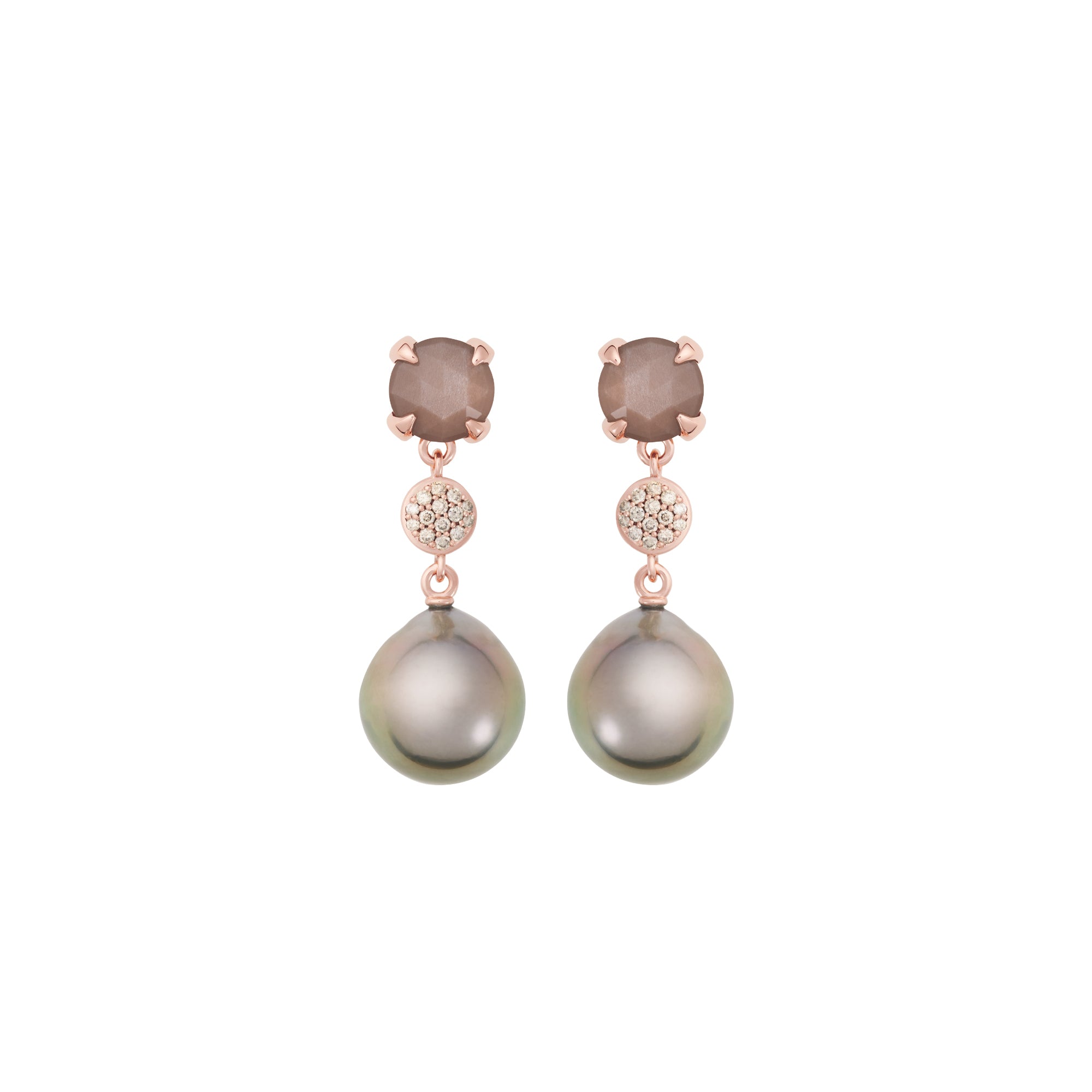 Bron Catch Ohrschmuck (8OR4858MGBCBRTHD12) aus Roségold mit Diamant und Mondstein