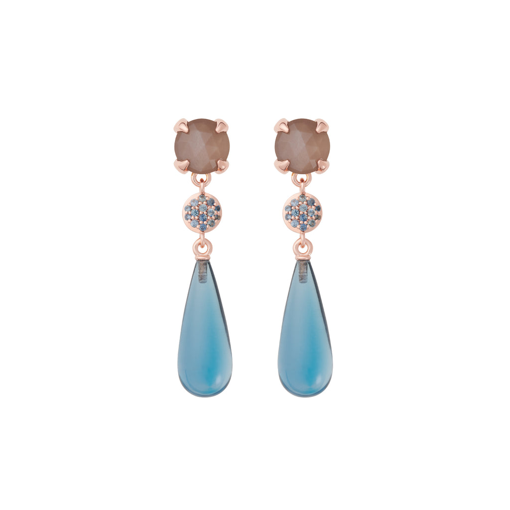 Bron Catch Ohrschmuck (8OR4858MGBNKTLD) aus Roségold mit Mondstein und Saphir