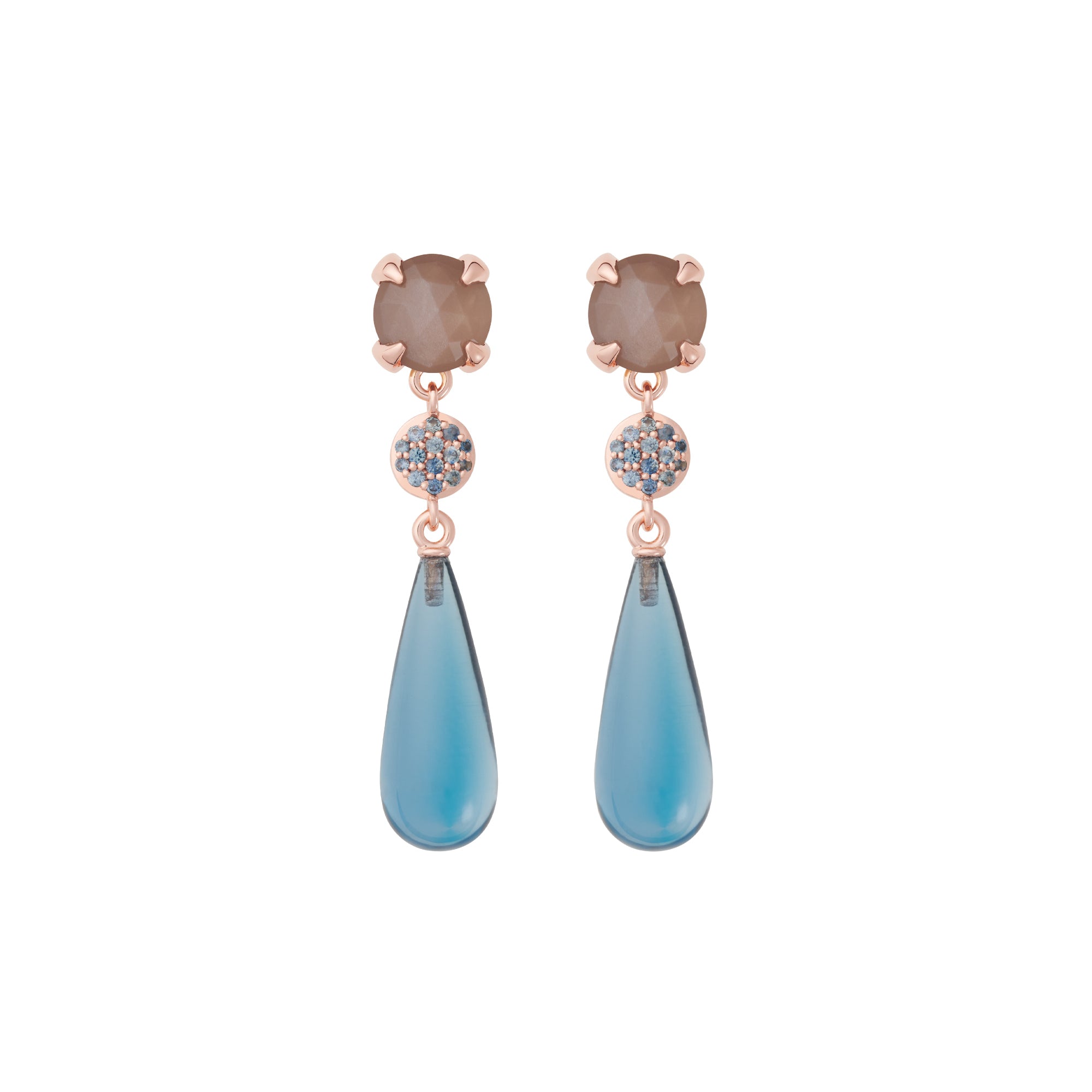 Bron Catch Ohrschmuck (8OR4858MGBNKTLD) aus Roségold mit Mondstein und Saphir