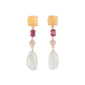 Bron Catch Ohrschmuck (8OR4890CIRHBRMW) aus Roségold mit Diamant, Citrin, Mondstein und Rhodolith
