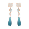 Bron Catch Ohrschmuck (8OR4890MWAQBRTL) aus Roségold mit Aquamarin, Diamant, Mondstein und Topas