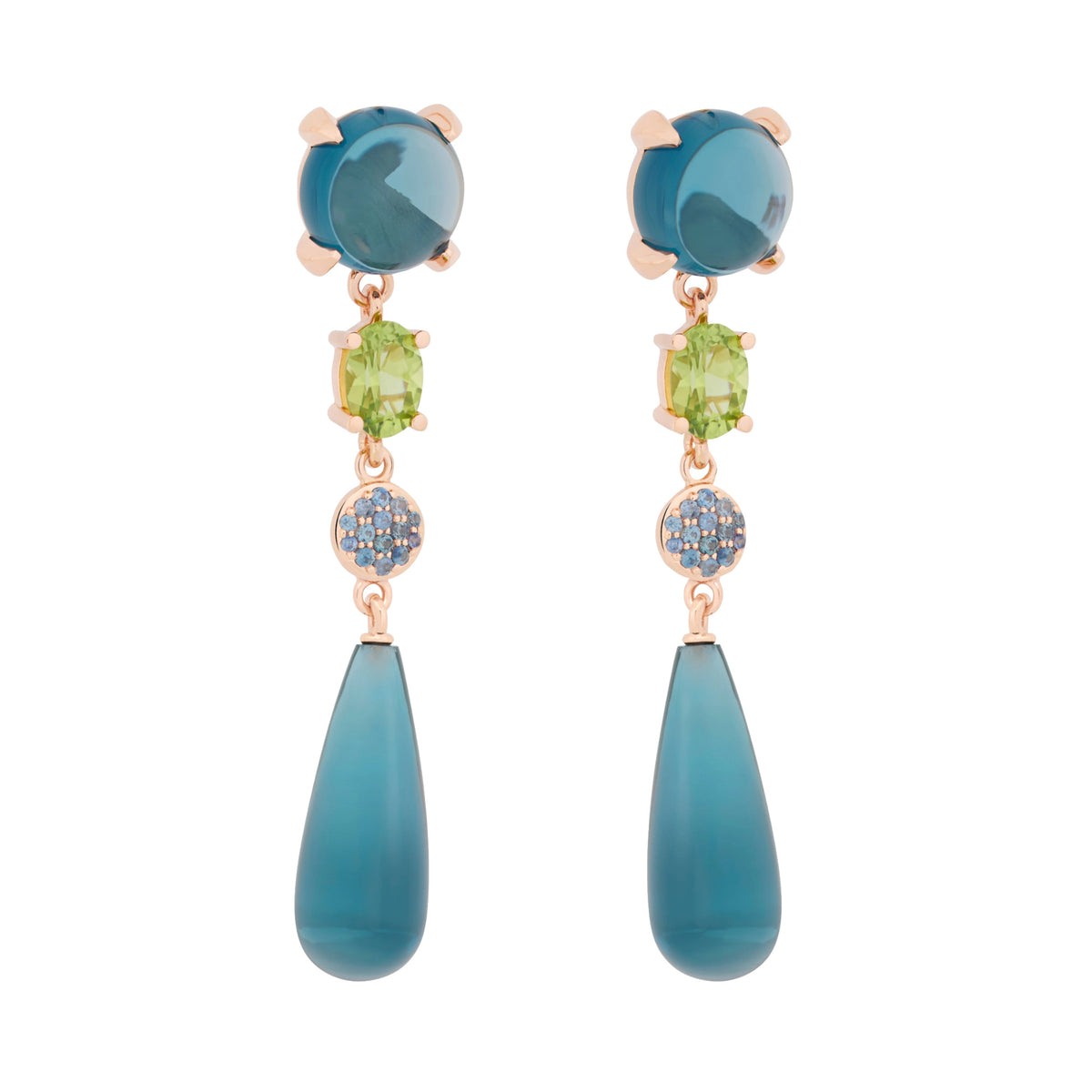 Bron Catch Ohrschmuck (8OR4890TLPENKTL) aus Roségold mit Peridot, Saphir und Topas