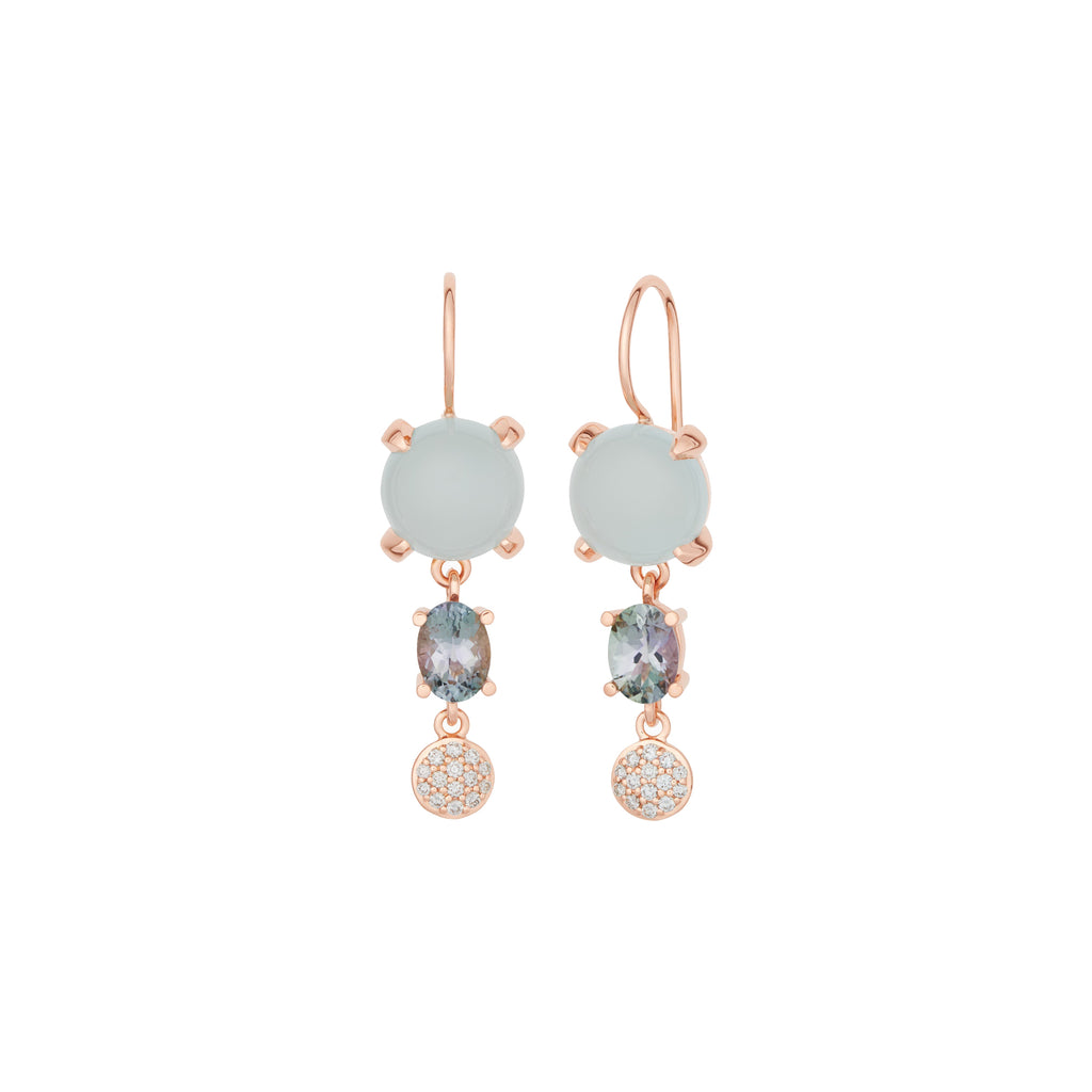Bron Catch Ohrschmuck (8OR4891AQCTBBR) aus Roségold mit Aquamarin, Diamant und Tansanit