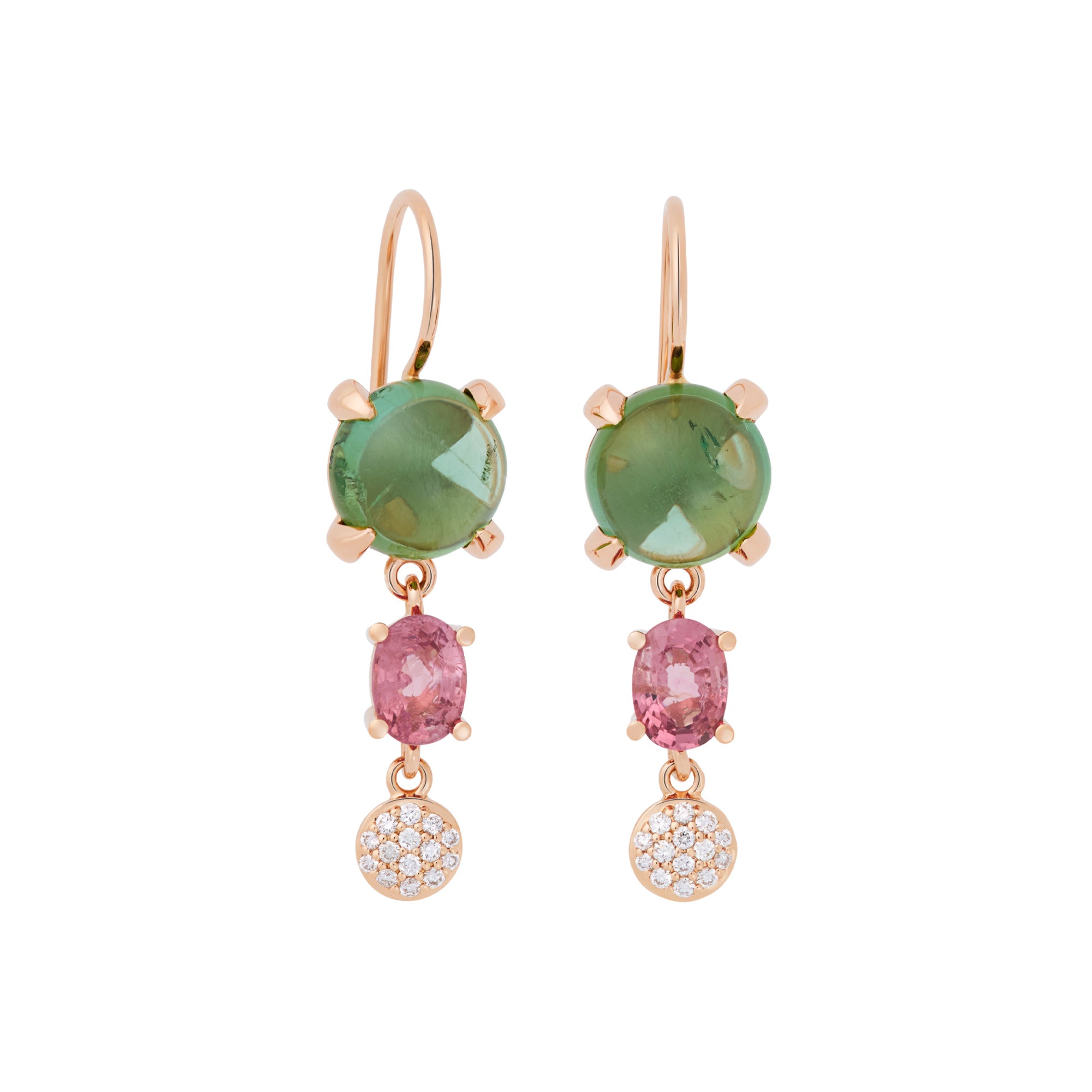 Bron Catch Ohrschmuck (8OR4891GTCRTBR) aus Roségold mit Diamant und Turmalin